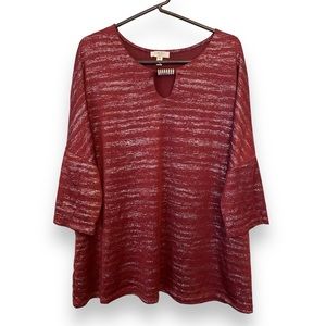 Maroon and Silver Shimmer Blouse, 2X